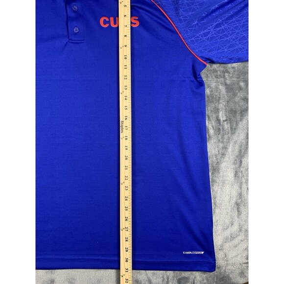 MLB Majestic Baseball Cool Base Chicago Cubs Royal Blue Polo Shirt Men's 2XL XXL - Picture 9 of 9